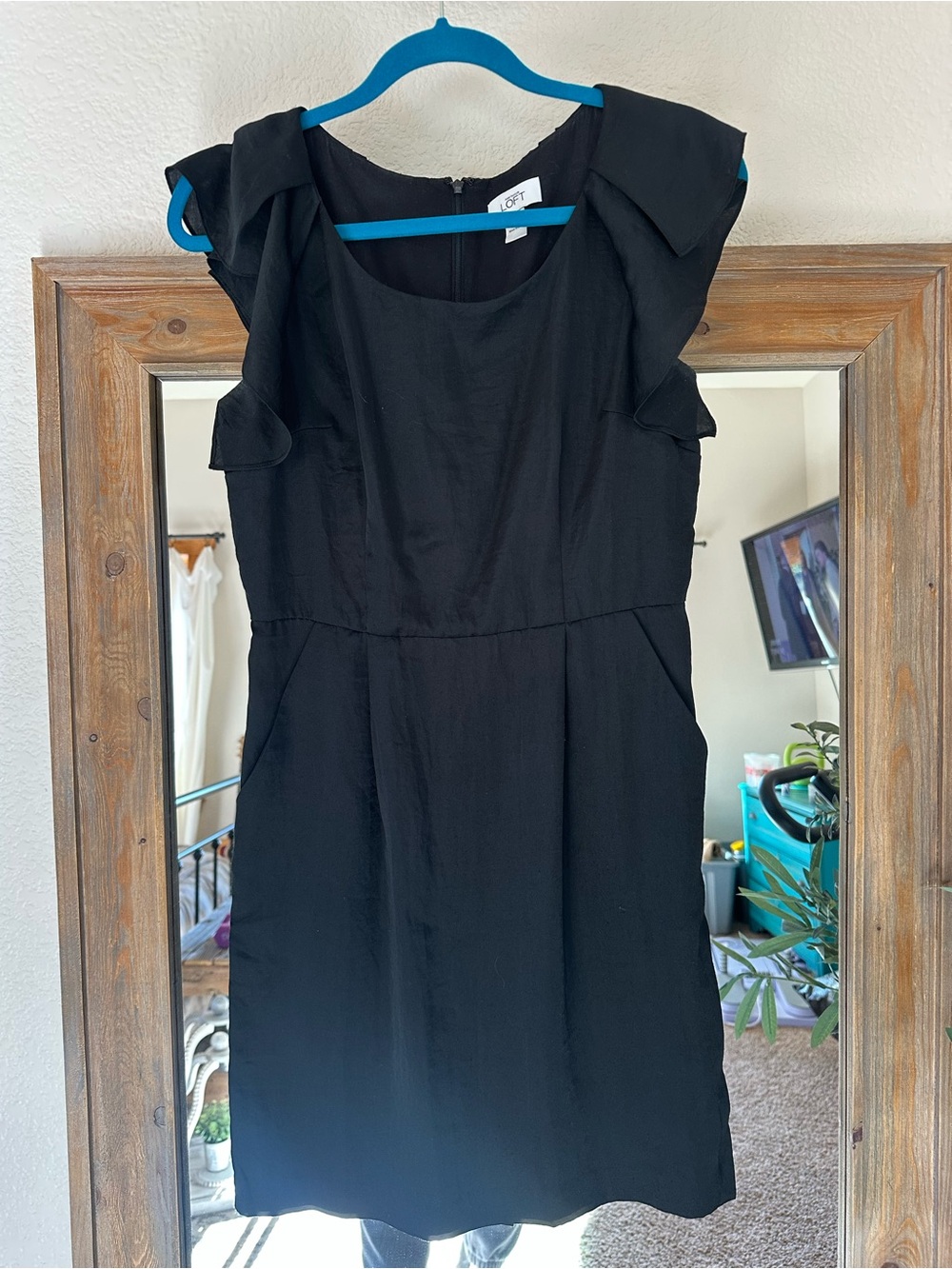 LOFT Black Short-Sleeve Sheath Dress